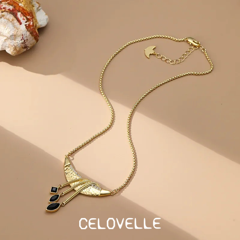 Evadne Halo Fringe Crescent Pendant Necklace product image 6