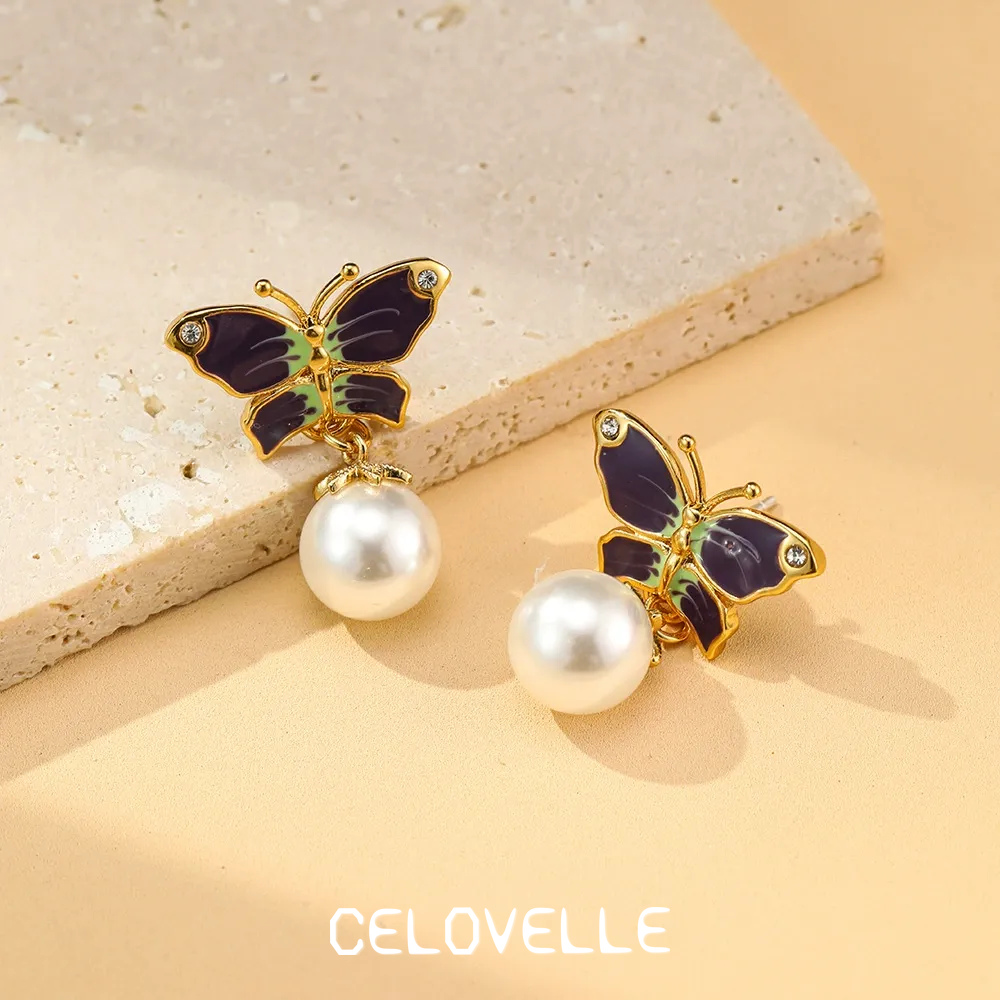 Amara Bloom Pearl Butterfly Drop Earrings product image 1