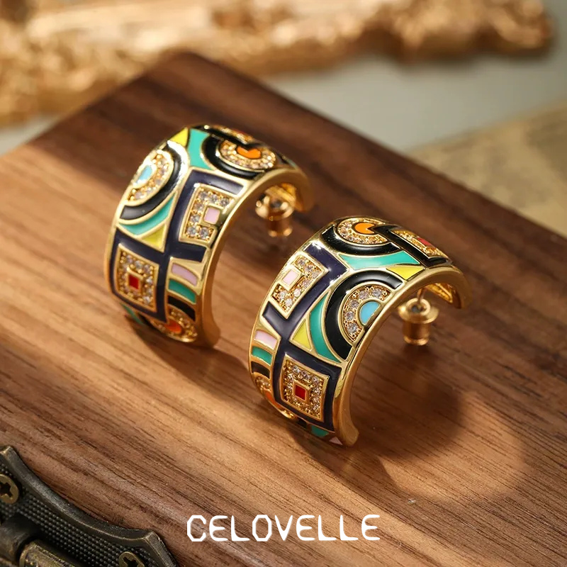 Sabine Halo Enamel Multicolor Stud Earrings product image 1