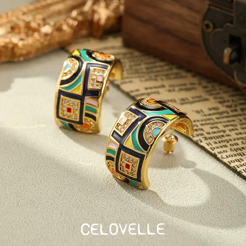 Sabine Halo Enamel Multicolor Stud Earrings product image 4