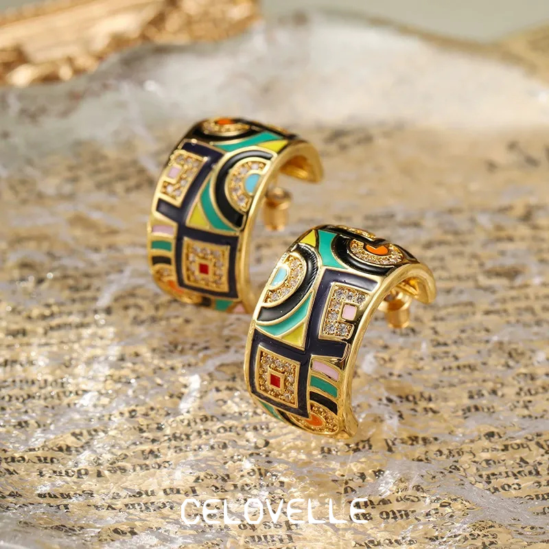 Sabine Halo Enamel Multicolor Stud Earrings product image 5