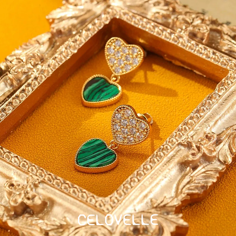 Ophelia Reverie Heart Malachite-Tone Drop Earrings product image 2