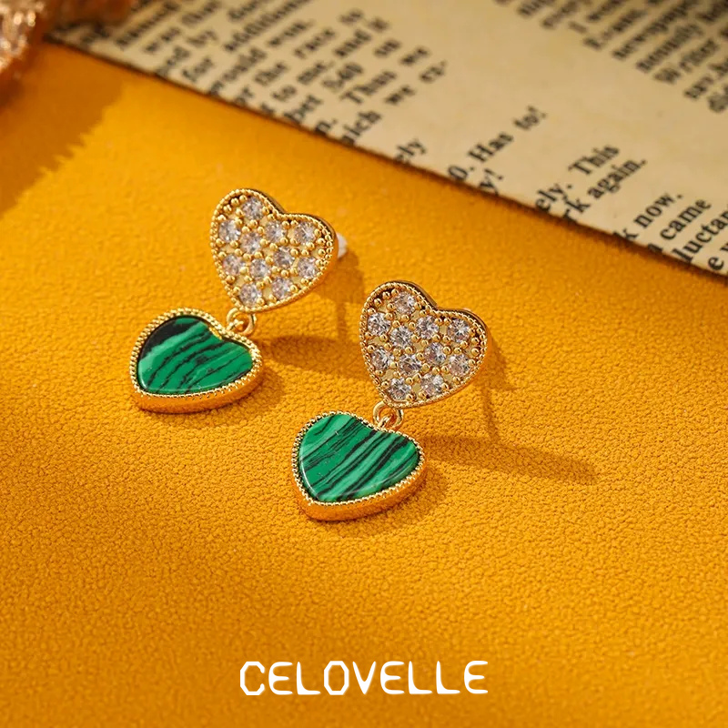 Ophelia Reverie Heart Malachite-Tone Drop Earrings product image 3