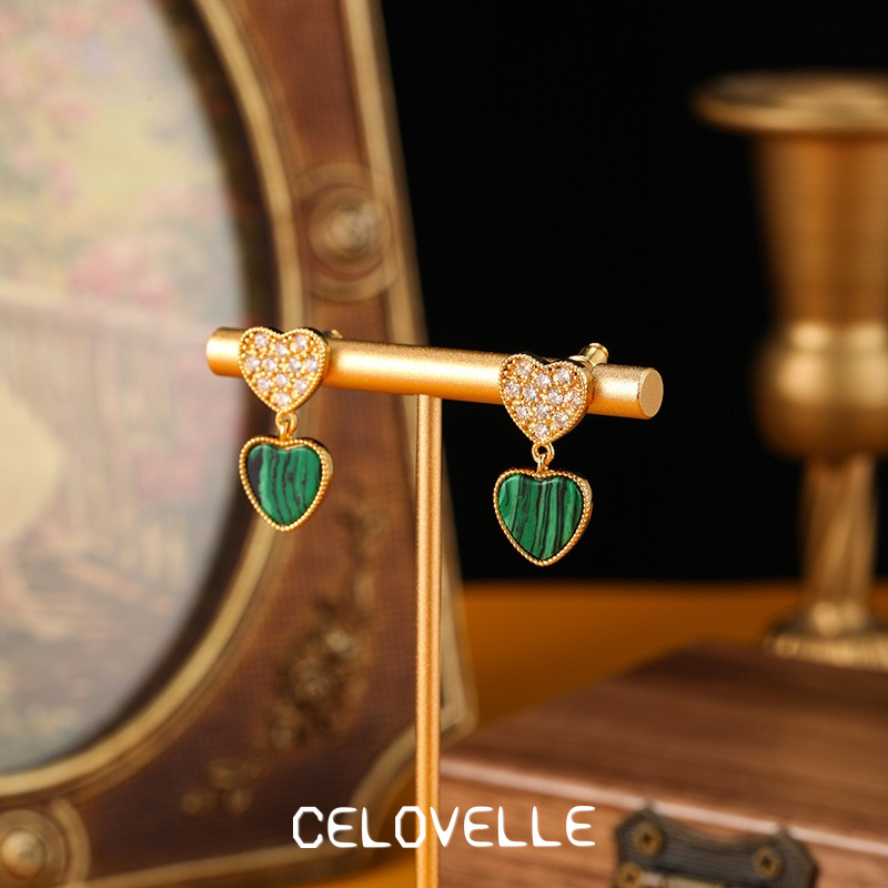 Ophelia Reverie Heart Malachite-Tone Drop Earrings product image 4