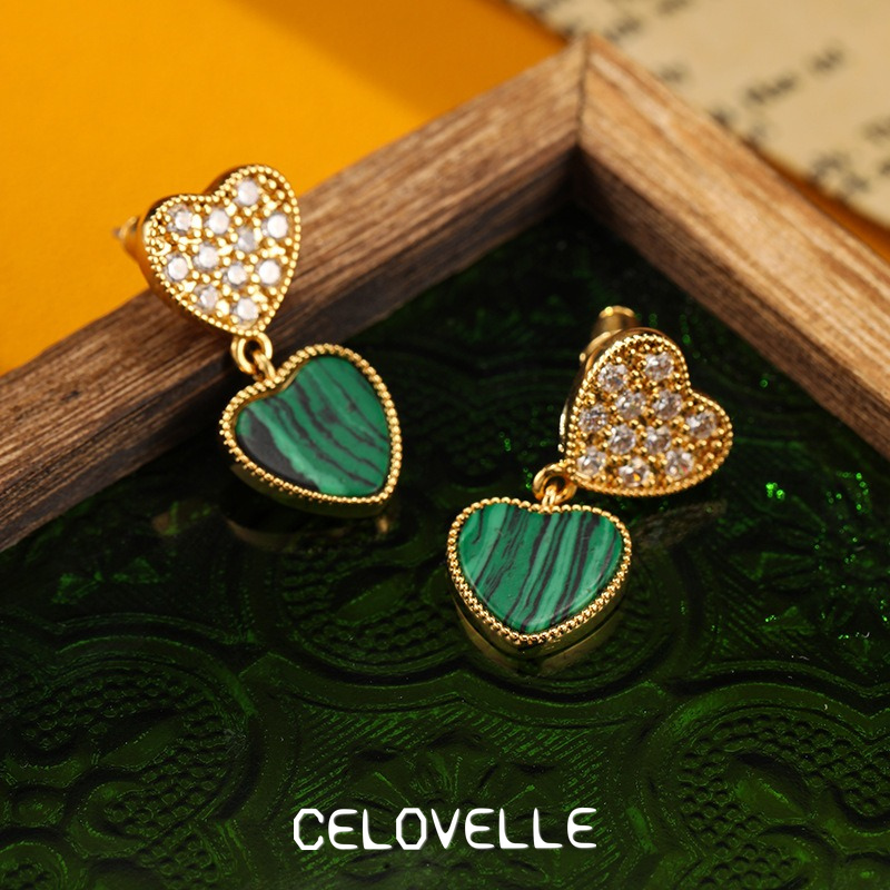 Ophelia Reverie Heart Malachite-Tone Drop Earrings product image 6