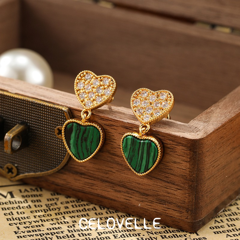 Ophelia Reverie Heart Malachite-Tone Drop Earrings product image 7
