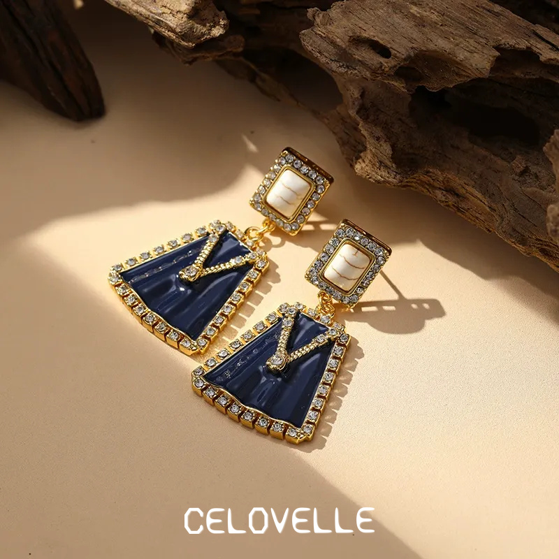 Marielle Halo Geometric Enamel Drop Earrings product image 1