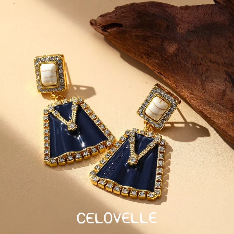 Marielle Halo Geometric Enamel Drop Earrings product image 2