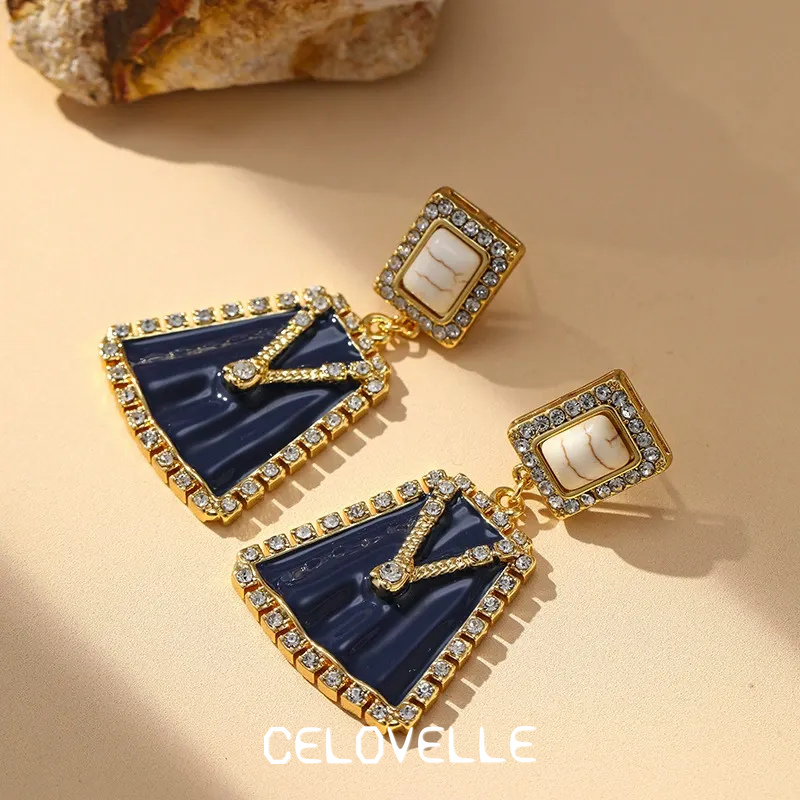Marielle Halo Geometric Enamel Drop Earrings product image 3