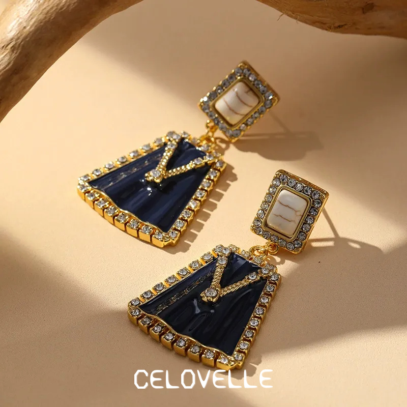 Marielle Halo Geometric Enamel Drop Earrings product image 4
