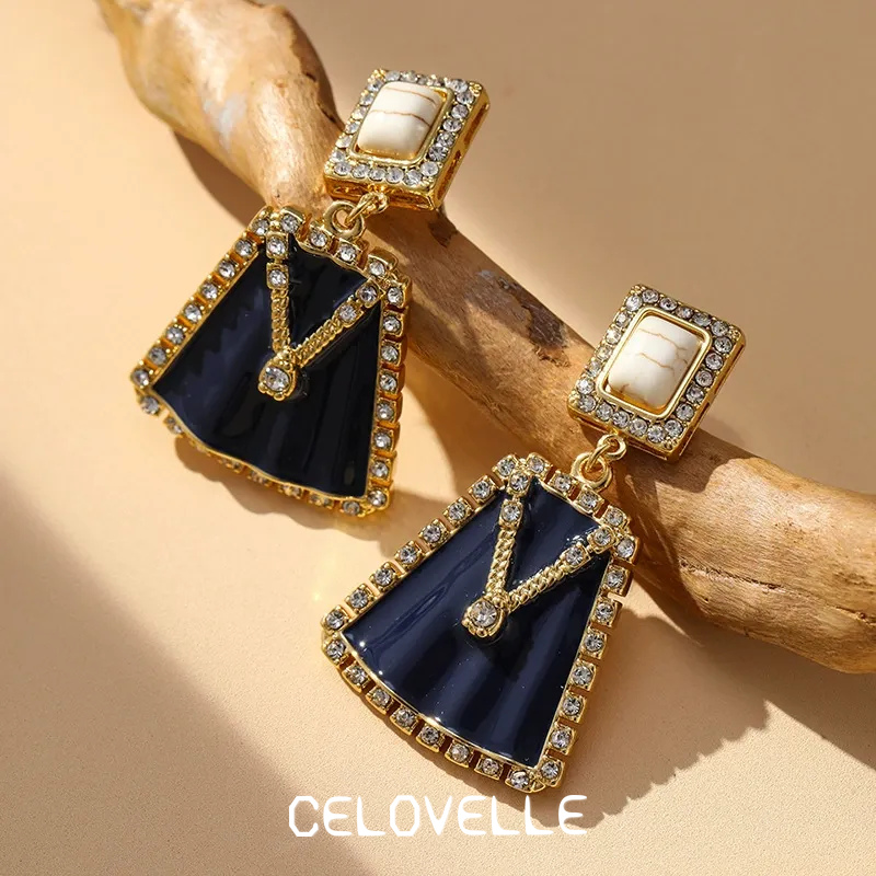 Marielle Halo Geometric Enamel Drop Earrings product image 5
