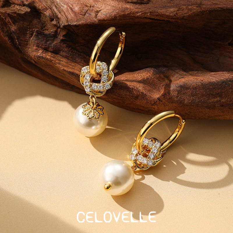 Isolde Halo Pearl Hoop Earrings product image 4