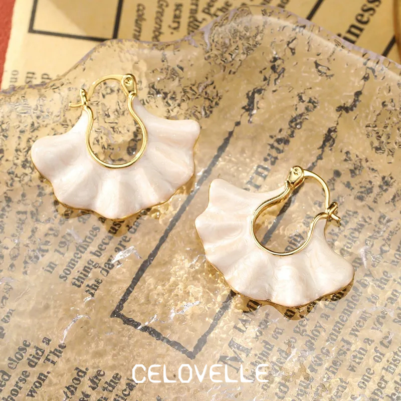 Cressida Petal Leaf Enamel Hoop Earrings product image 4