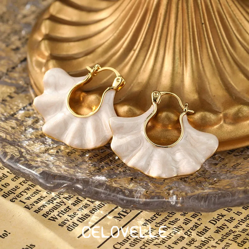 Cressida Petal Leaf Enamel Hoop Earrings product image 5