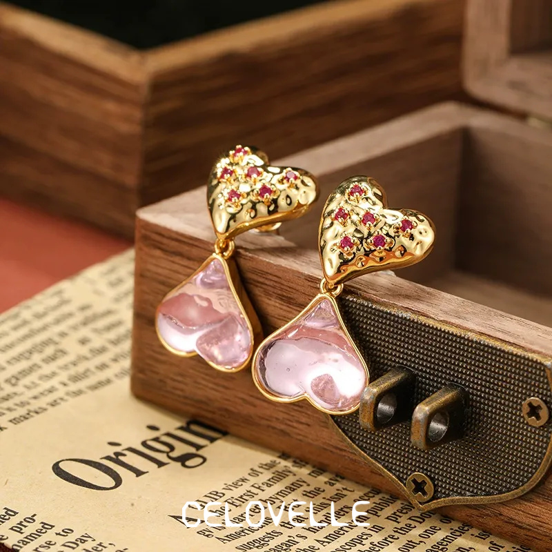 Noelle Gleam Heart Fringe Stud Earrings product image 1