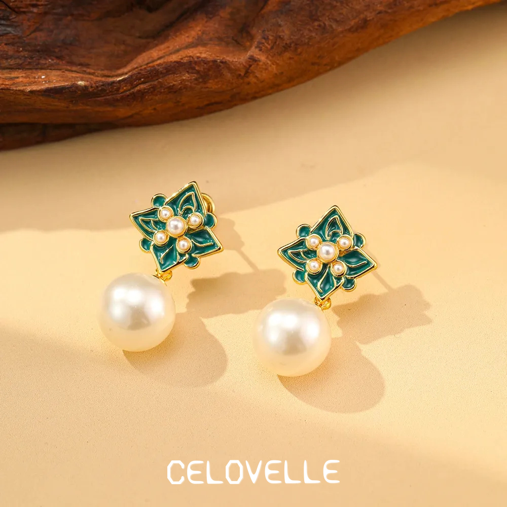 Liora Halo Pearl Floral Drop Earrings product image 1