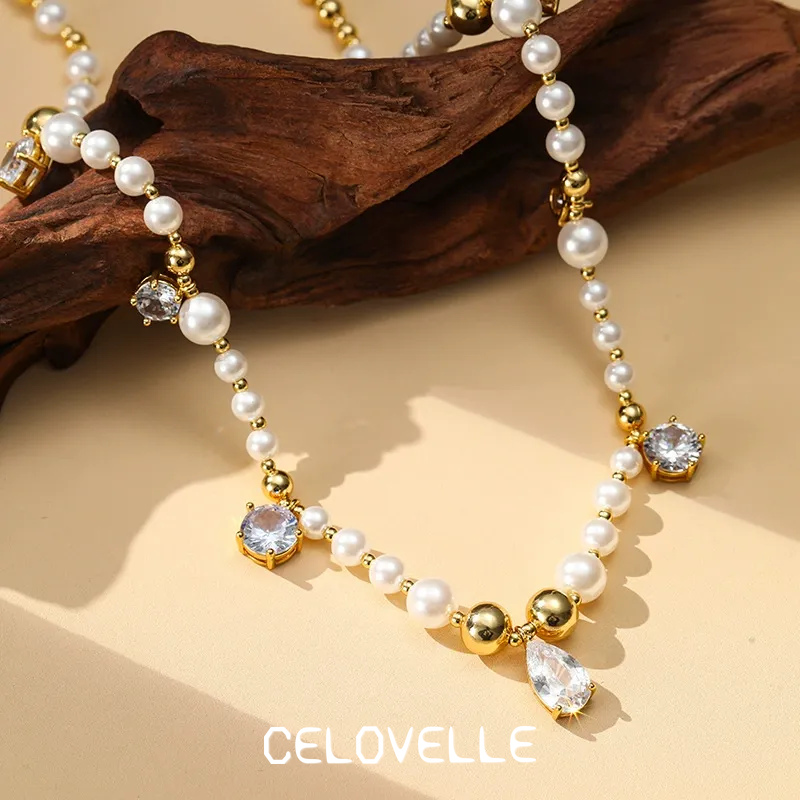 Estelle Halo Pearl Crystal Pendant Necklace product image 2