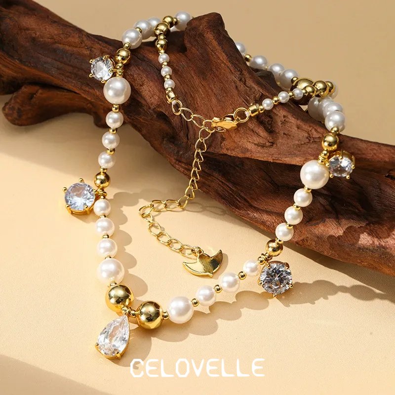 Estelle Halo Pearl Crystal Pendant Necklace product image 3