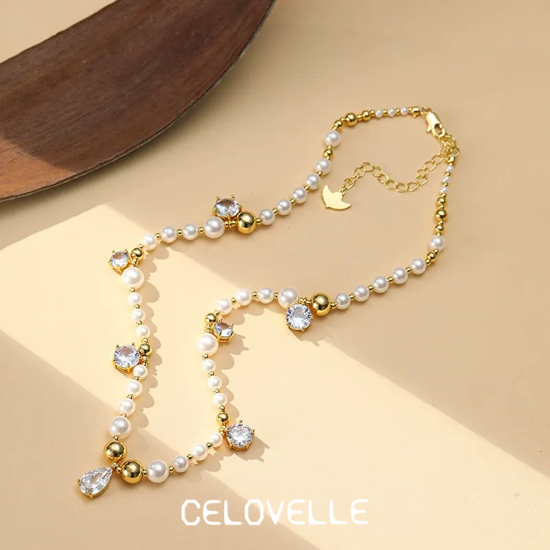 Estelle Halo Pearl Crystal Pendant Necklace product image 4