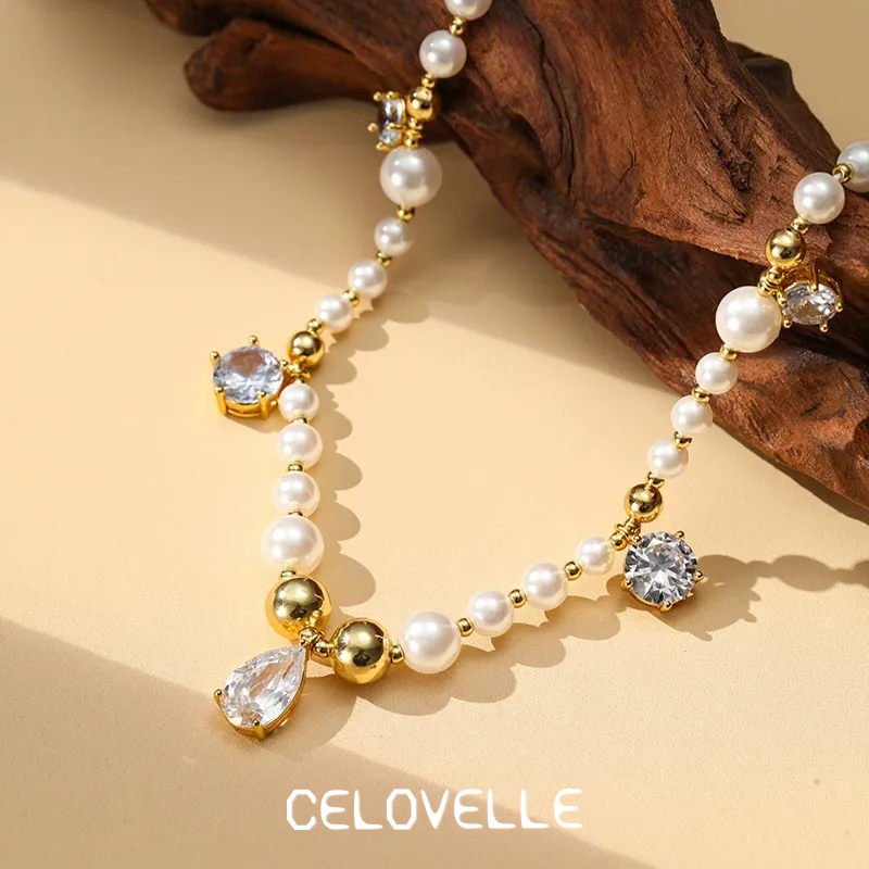 Estelle Halo Pearl Crystal Pendant Necklace product image 5