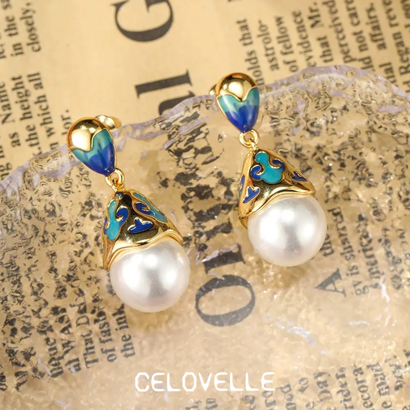 Seraphine Bloom Pearl Enamel Drop Earrings product image 1