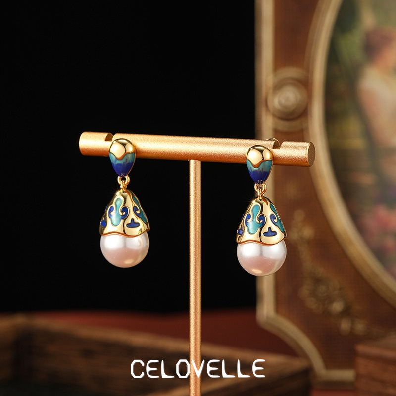 Seraphine Bloom Pearl Enamel Drop Earrings product image 3