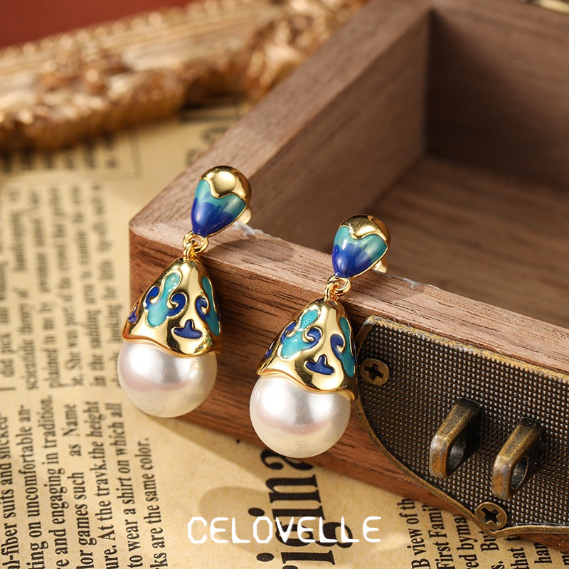Seraphine Bloom Pearl Enamel Drop Earrings product image 5