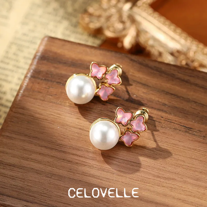 Sabine Gleam Pearl Butterfly Stud Earrings product image 2