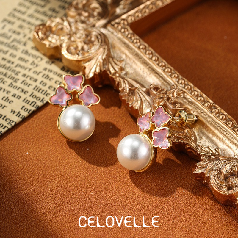 Sabine Gleam Pearl Butterfly Stud Earrings product image 5