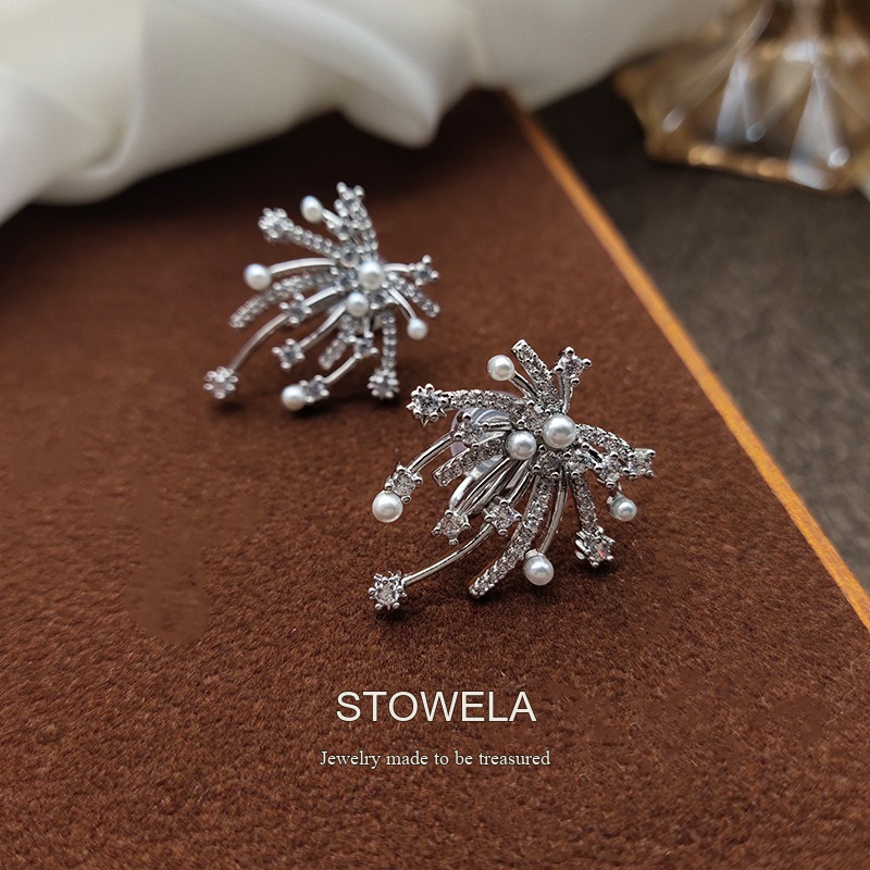 Seren Pearl Crystal Starburst Clip-On Earrings product image 2