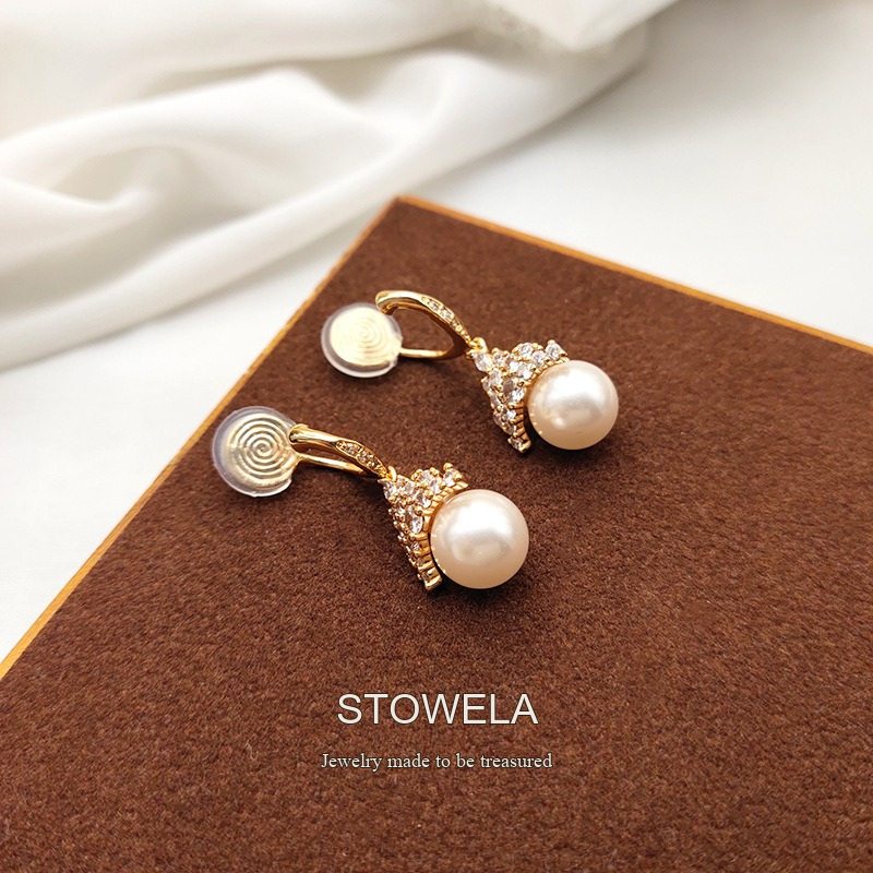Celeste Pearl Crown Crystal Stud Earrings product image 2