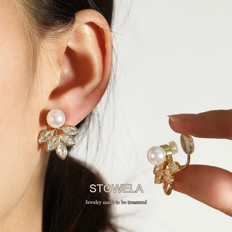 Celeste Leaf Crystal Clip-On Earrings product image 2