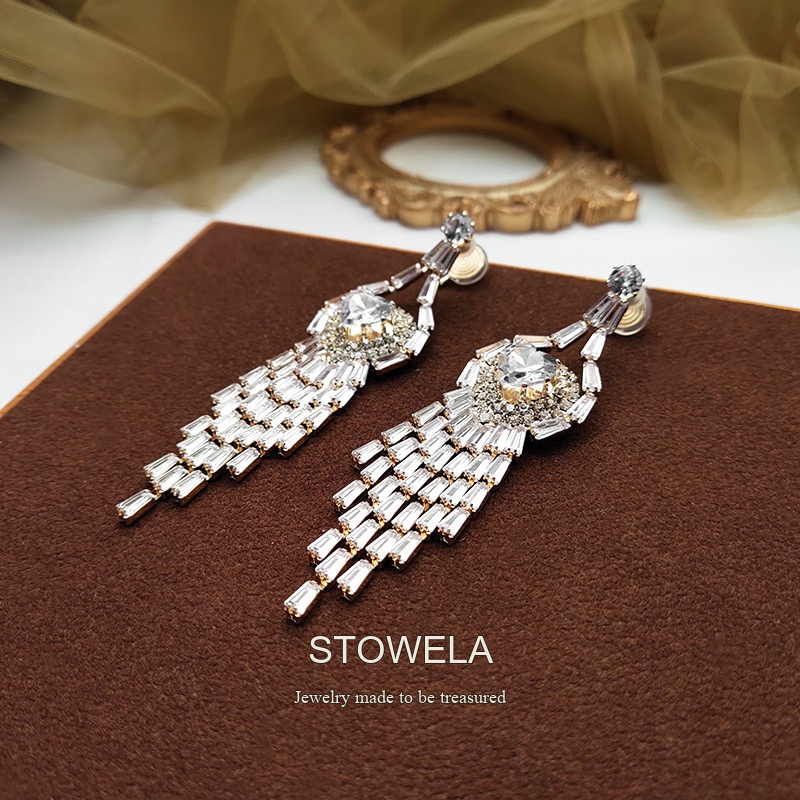 Élan Tassel Crystal Clip-On Drop Earrings product image 3