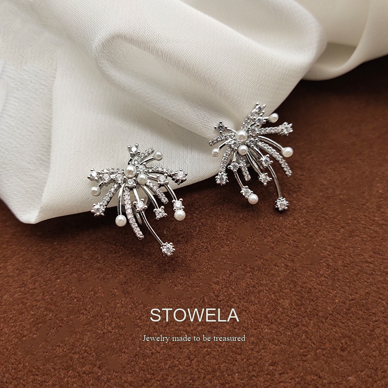 Seren Pearl Crystal Starburst Clip-On Earrings product image 3