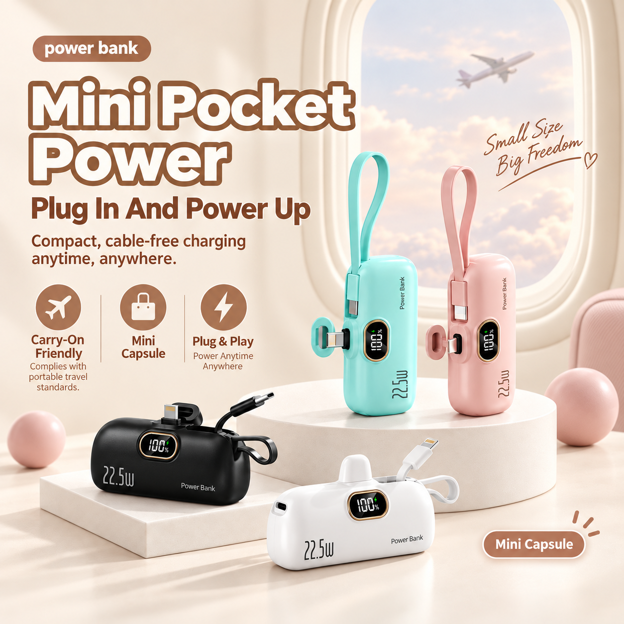 ⚡ 60% OFF – 2-in-1 Mini 22.5W Fast-Charging Power Bank 🔋