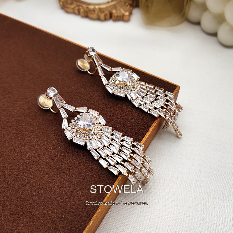 Élan Tassel Crystal Clip-On Drop Earrings product image 4
