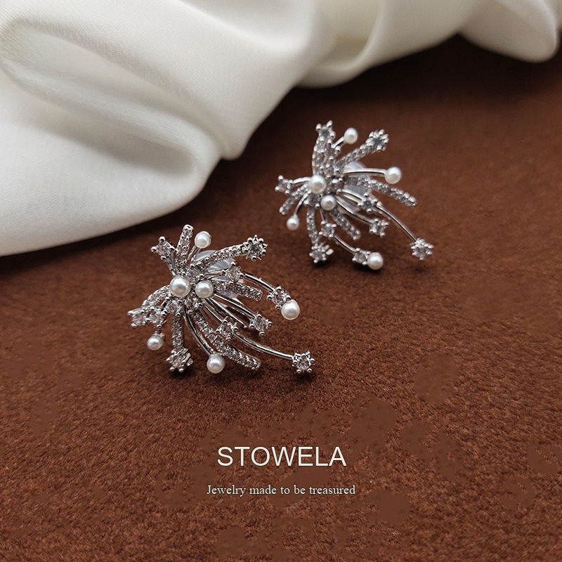 Seren Pearl Crystal Starburst Clip-On Earrings product image 5