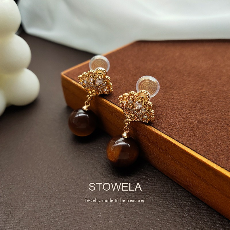 Vesper Tiger-Eye Inspired Clip-On Drop Earrings product image 6