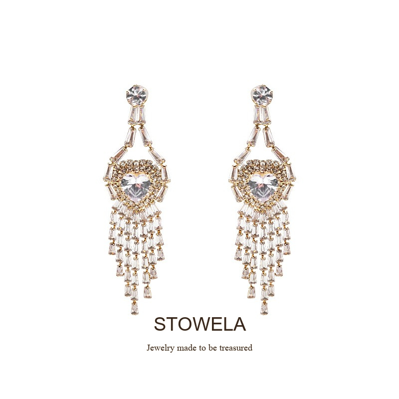 Élan Tassel Crystal Clip-On Drop Earrings product image 7