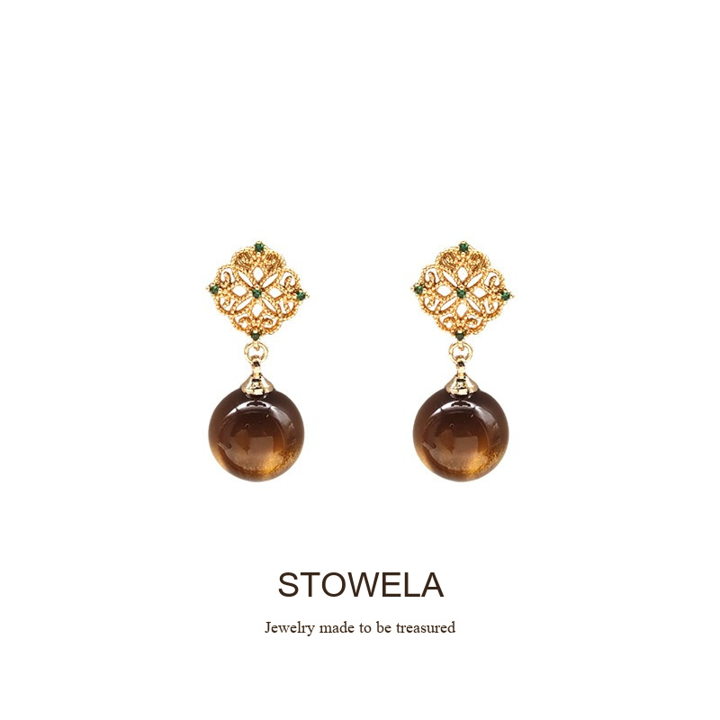 Noelle Tiger-Eye Inspired Clip-On Drop Earrings product image 7