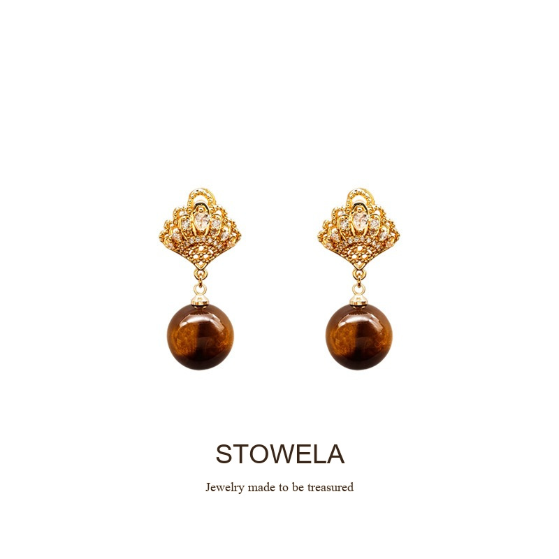 Vesper Tiger-Eye Inspired Clip-On Drop Earrings product image 7