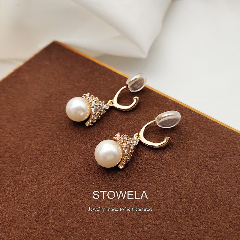 Celeste Pearl Crown Crystal Stud Earrings product image 8