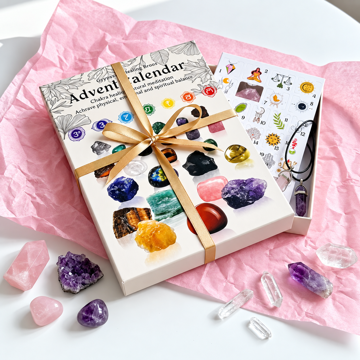 Gift-ready 24-day crystal Advent calendar with decorative presentation