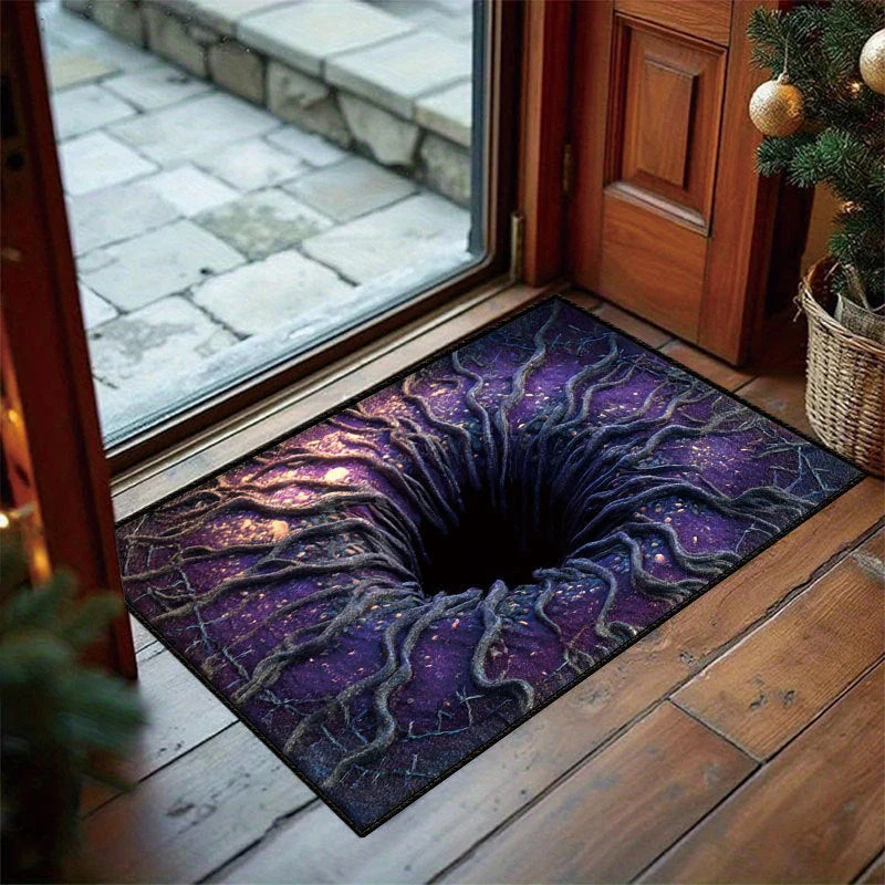 👀 3D Halloween Optical Illusion Door Mat -Spooky Non-Slip Entryway Rug 🎃