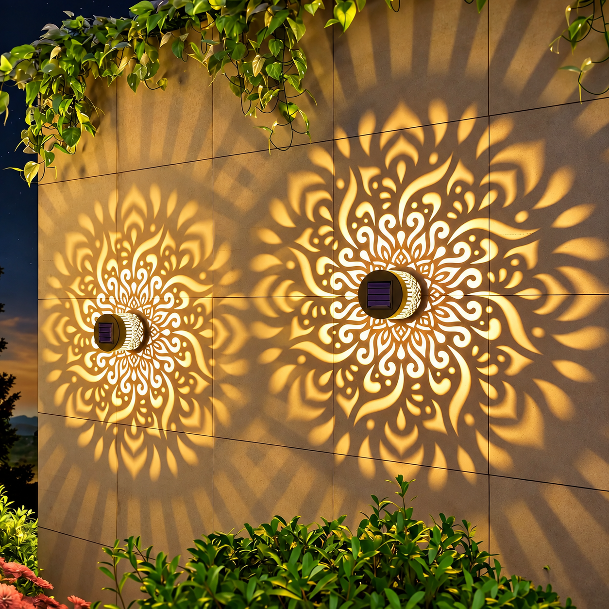 ✨ 50% OFF – Solar Mandala Garden Wall Light – Color-Changing Outdoor Glow