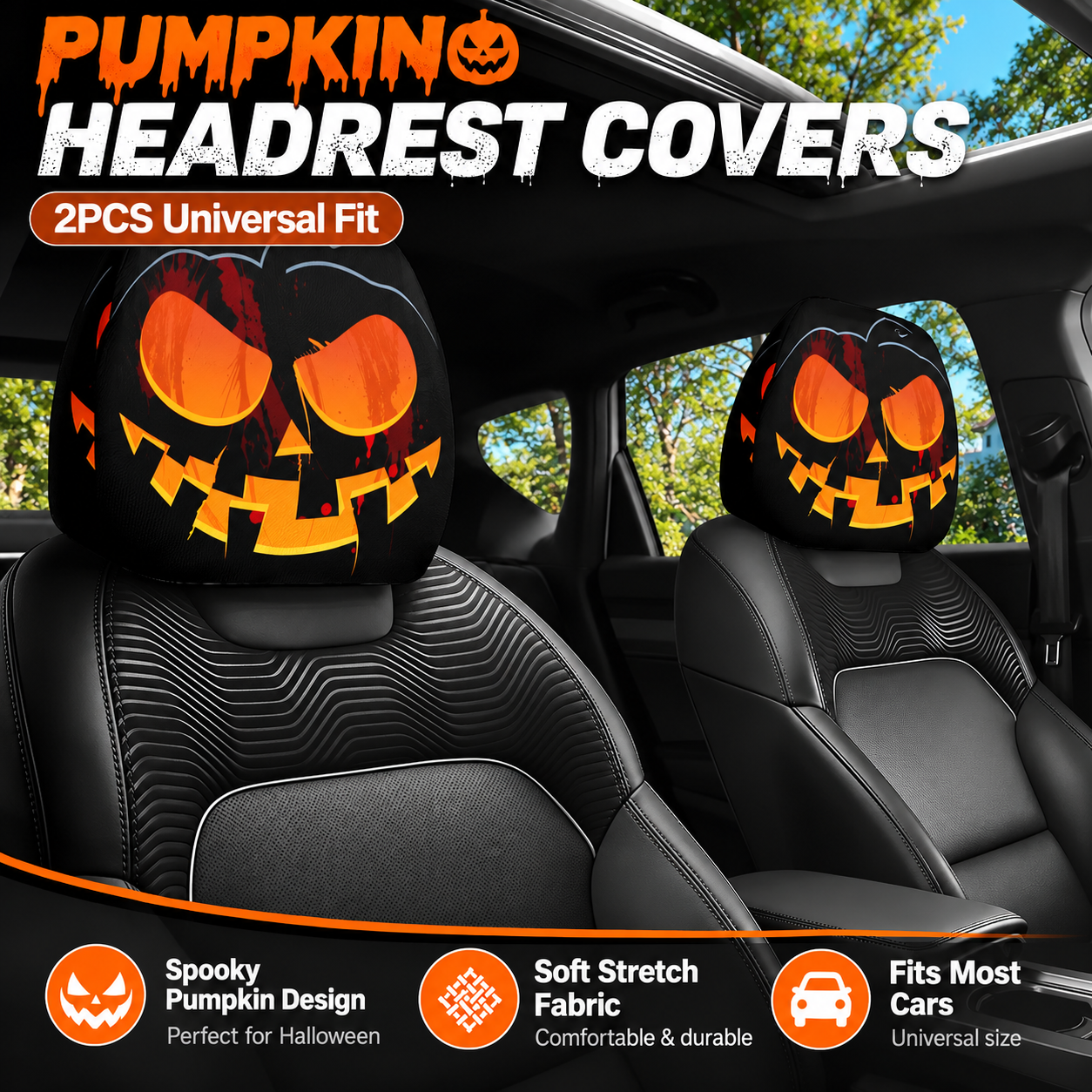 Save 60% Today 😆 Funny Cartoon Car Headrest Covers – 2PCS Universal Fit 🚗