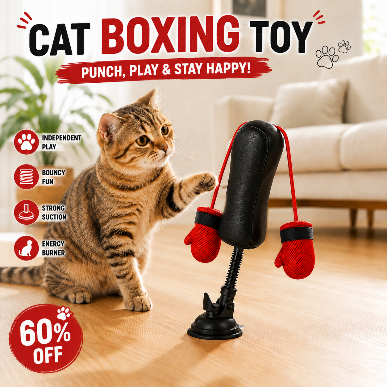🥊 60% OFF – Interactive Cat Boxing Toy | Endless Self-Play Fun 🐱