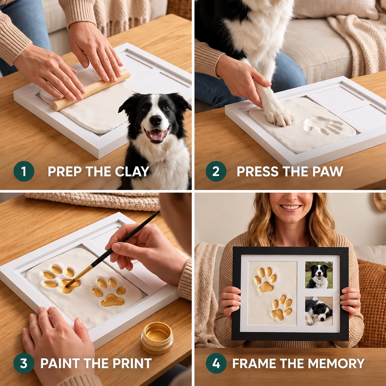 🐾 65% OFF – Pet Paw Print Keepsake Frame – DIY Memory Kit for Cats, Dogs & More ❤️