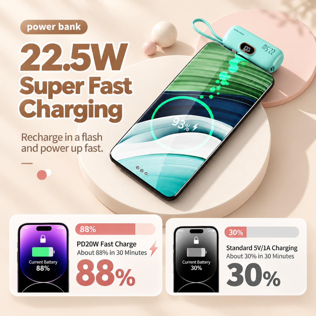 ⚡ 60% OFF – 2-in-1 Mini 22.5W Fast-Charging Power Bank 🔋