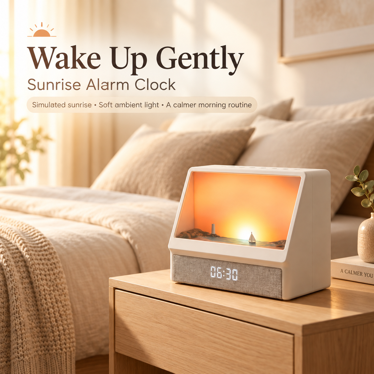 🌅 55% OFF – Smart Sunrise Wake-Up Light with Gentle Alarm & Sleep Sounds ✨
